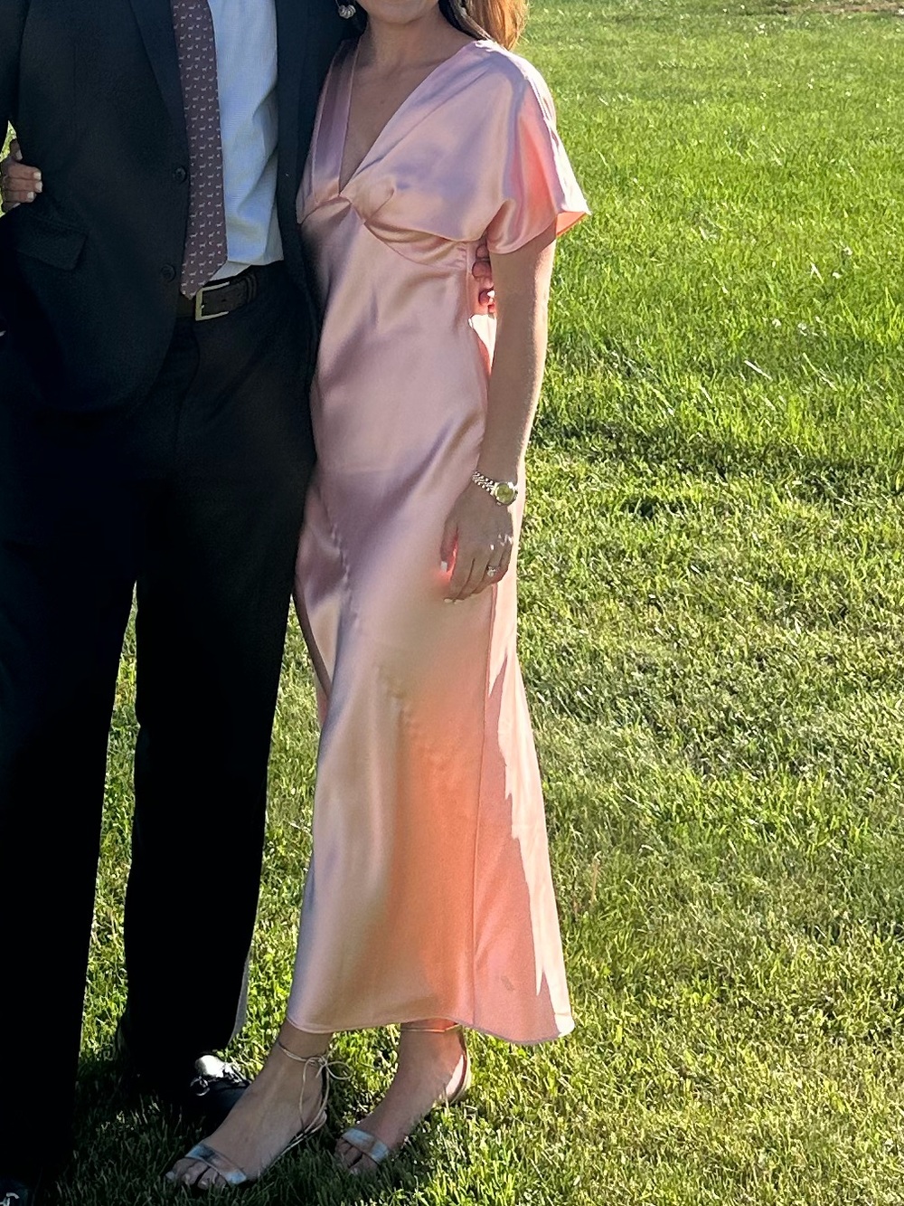 Zara Satin Effect Pink Midi Dress Medium - Picture 3 of 6